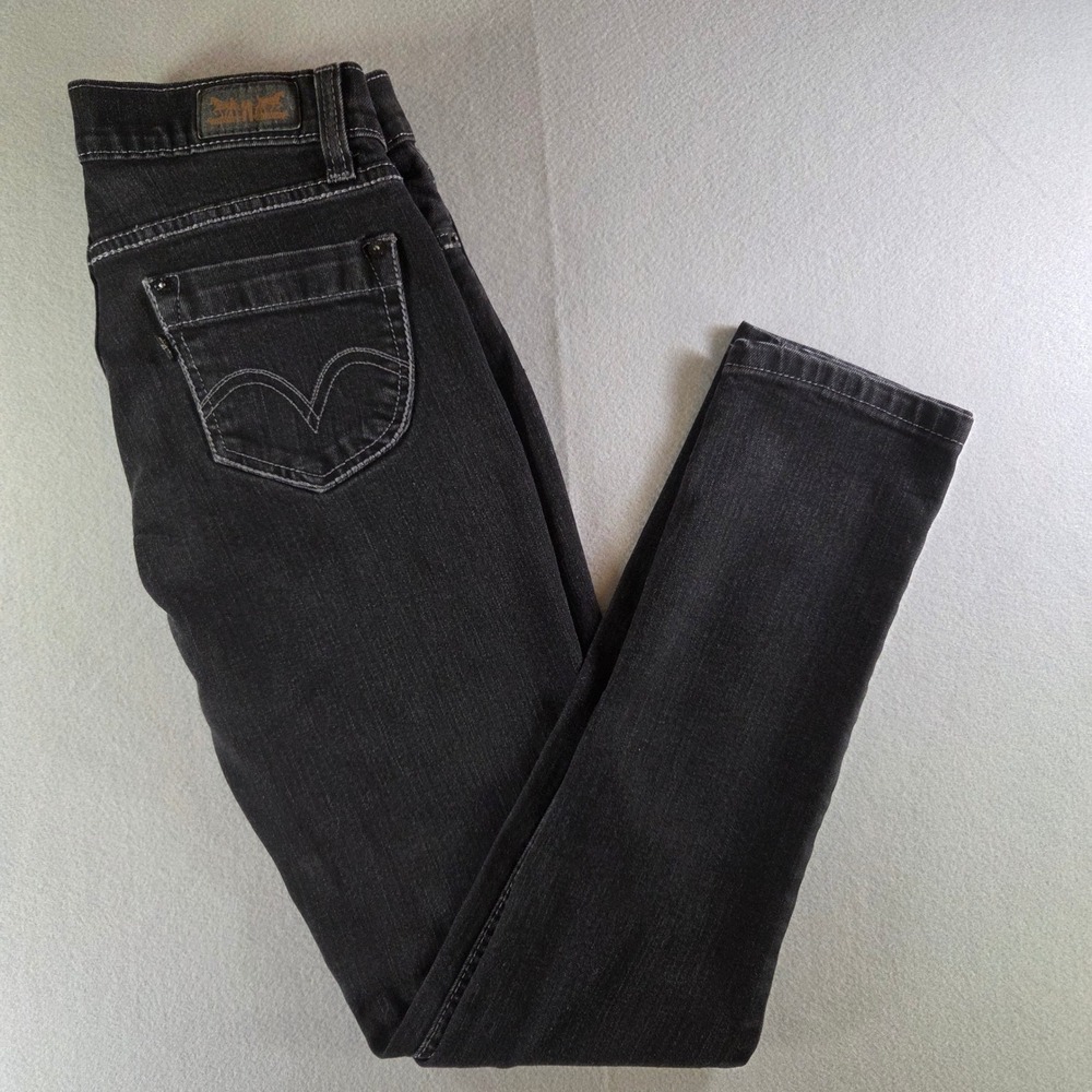 Levis 524 Too Superlow Skinny Jeans Womens 7M Faded Black Low Rise Denim Pants